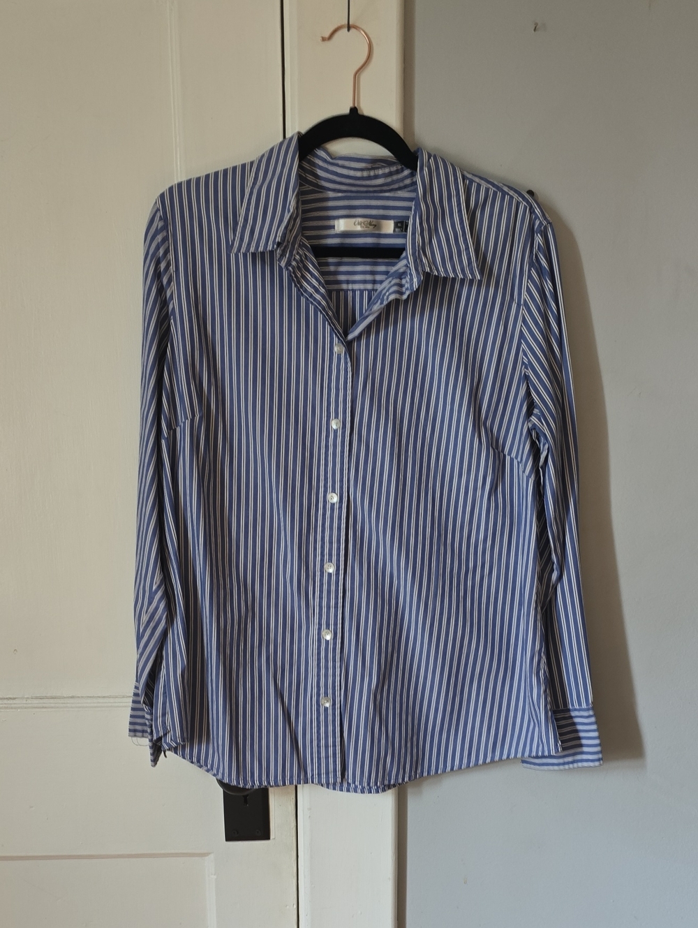 Old Navy Blue and White Striped Dress Shirt